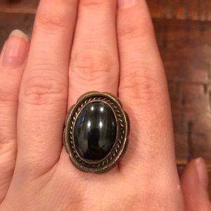 Gorgeous Psilomelane and sterling silver ring